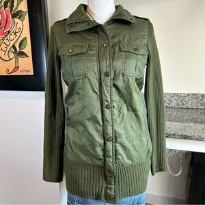 Y2K Green Medium Pout Collared Military Style Jacket